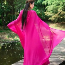 Damen Chiffon Umhang Cape Lang