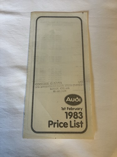 Audi preisliste februar - februar, 1983