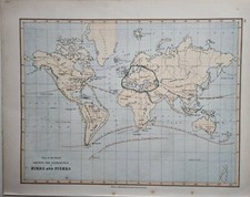 1878 Antik Map Of Welt