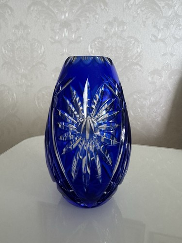 Vintage kristallvase blau - vintage,