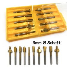 10 tlg. Fräsen Set 3mm Schaft HSS Holz Fräsen Dremel Titan gehärtet - BOX