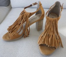 S.Oliver Sandalen Pumps Fransen Leder braun cognac Gr. 40 7 NEU NP 100€