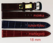 ECHTES ALLIGATOR-LEDER-UHRENBAND 18+19+20 mm Fullcut, Glanz, flache Ausführung