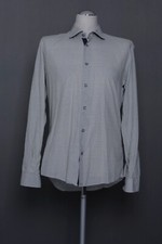 180 971 HERREN Hemd weiß blau gelbgrün Muster Gr. L KW 41 42 Baumwolle Langarm