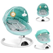 Elektrische Wippe Babywippe Schaukel Wiege USB mit Musik & Fernbedienung Grau DE