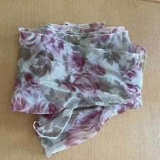 Super schönes Chiffon Tuch Schal Damen beige mit Rosen ? und Blättern