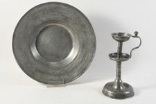 C26N24- Zinn Hochzeit Schale Replik nach 1693 u Talgleuchter