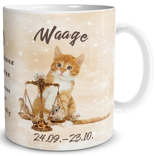 Tasse katze sternzeichen waage - tasse,