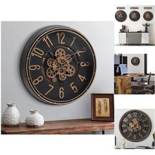 Große Wanduhr mit Beweglichem Zahnrad, 20 Zoll / 50cm Retro Wanduhr für Wohnz...