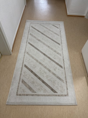 Baumwoll teppich beige grau - baumwoll, beige/grau