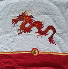 4 tlg Bettwäsche-Set 135x200cm Drachen Polyester weiss rot Satin Reissverschluss