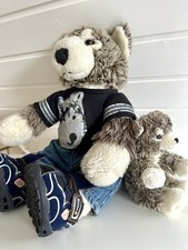 Build a Bear Wolf Groß ca 40 cm mit Kleidung, Schuhe Und Wolf Klein 17 cm