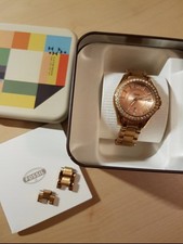 Fossil Damen Armbanduhr Gold Mit Strasssteinen