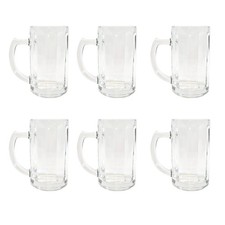 6x Bierkrug Neutral  Glas Krug