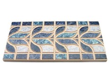 Fliesen Bordüren 20x10 cm Mosaik Mosaikbordüre Fliesen GLT32 blau Blättermotiv