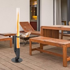 Feuersäule Glas Glasröhre Feuerfakel Ambiente Feuerrohr hitzebeständig Pellets