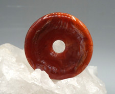 FEUERACHAT Donut ca 45 mm  Pi-Scheibe mit Lederband AA-Qualität Feuer Achat b3