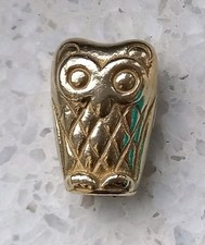 Kleine Eule Uhu Kauz Dekofigur aus Messing Kunsthandwerk Vintage 