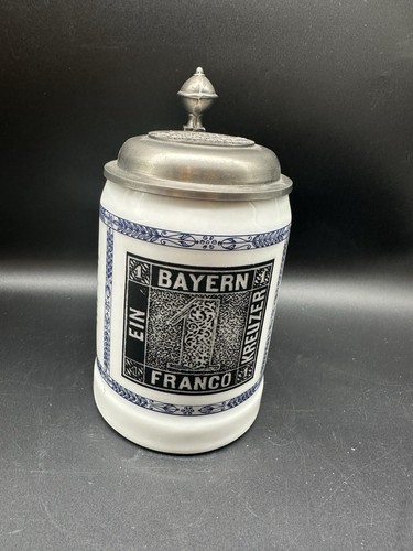 Bierkrug mit briefmarken motiv - bierkrug,