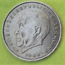  2 DM  1969 D  Konrad  Adenauer Randschrift alt ,aus Nachlass, gut erhalten
