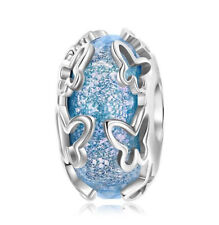 Charm Glasperle 925 Silber Murano Schmetterling - Anhänger für Pandora Armband