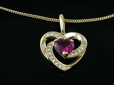 585 Goldkette mit Herz Anhänger 14 mm x 12 mm   Zirkonia Steine