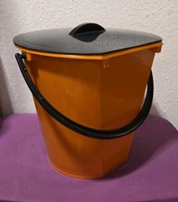 DDR PNEUMANT WINDELEIMER ABFALLEIMER mit DECKEL ORANGE/ SCHWARZ VINTAGE OSTALGIE
