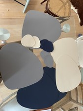 platzsets 6 St. Teller - 6 St. Gläser - Kunstleder Je 2 x grau blau beige