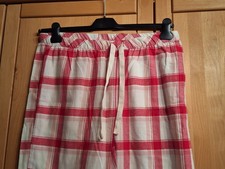 Schlafanzughose Damen lang rot weiss kariert 40 / 42 Baumwolle