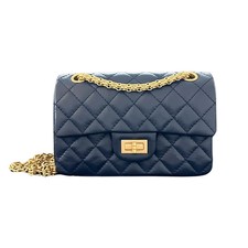 Chanel 2.55 Mini Tasche Kalbsleder in Vintage Optik dunkelblau Fullset /