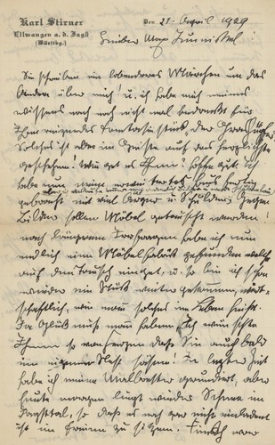 Karl stirner autograph brief - karl,