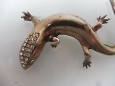 schöne, alte, gr. Brosche , Eidechse (Salamander) 925 Silber , mit Steinen , 9cm