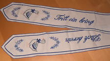 Alte Ziertuch Band Spruch "Tritt ein bring Glück herein" Ganz Stickerei (12358)