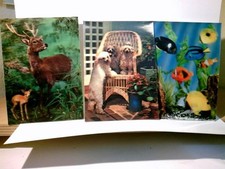 Nostalgie / Vintage. 3 D - Karten. Tiere. 3 x Alte Ansichtskarte / Postkarte far
