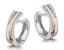 925 ECHT SILBER, Rotgold *** Bicolor Zirkonia Creolen Ohrringe vergoldet  22 mm