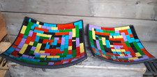 2er Set 29cm harlequin 2er Set glas Mosaik Obst Deko Schale Teller Terracotta