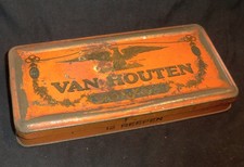 BLECHDOSE antik VAN HOUTEN 12 REEPEN tin box 22cm JUGENDSTIL Schokoladendose