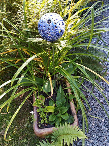 Gartenstecker glaskugel blau - glaskugel,
