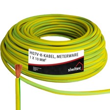 siwitec H07V-K Kabel 1x10 mm², 450/750 V, 1-100 m Erdungskabel Stromkabel Kupfer