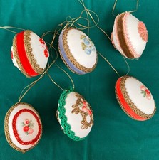 Vintage!!!-Unikat!-DEKO-Ostern-Eier-6 Ostereier-Samt-Brokat-Handarbeit