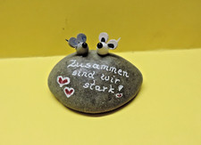 Deko Stein mit 2 Mäusen Herz "Zusammen sind wir stark" 8 x 5,5 xm