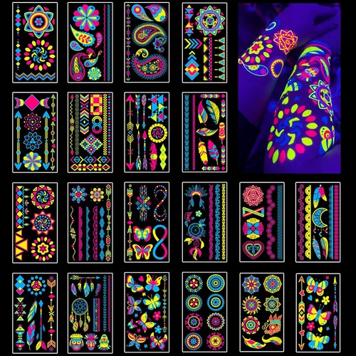 Neon tattoo blätter - neon, uv
