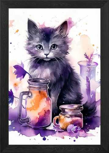 Katze aquarell gerahmtes - katze,