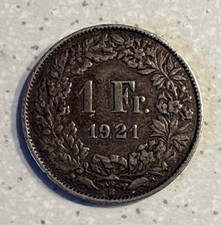 1921 B 1 Schweizer Franken