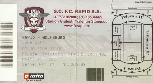 Ticket rapid bukarest vfl - rapid,