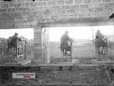 Militärübung, Gewehrschießen, Glasplatte, altes Foto, Negativ 9x12 cm