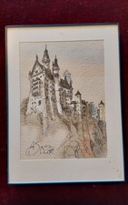 Radierung , Neuschwanstein 