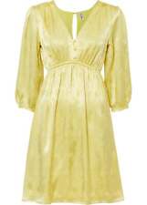 Kleid aus Satin mit Blumenmuster Gr. 36 Helllimone Mini Cocktailkleid Neu