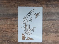 Schablone Zweig Vogel Blüten