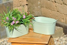 Zinkwanne,oliv-grün,oval,lang